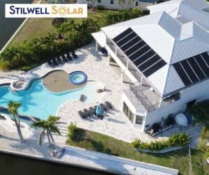 Solar pool heating system on the roof of a Southwest Florida home.